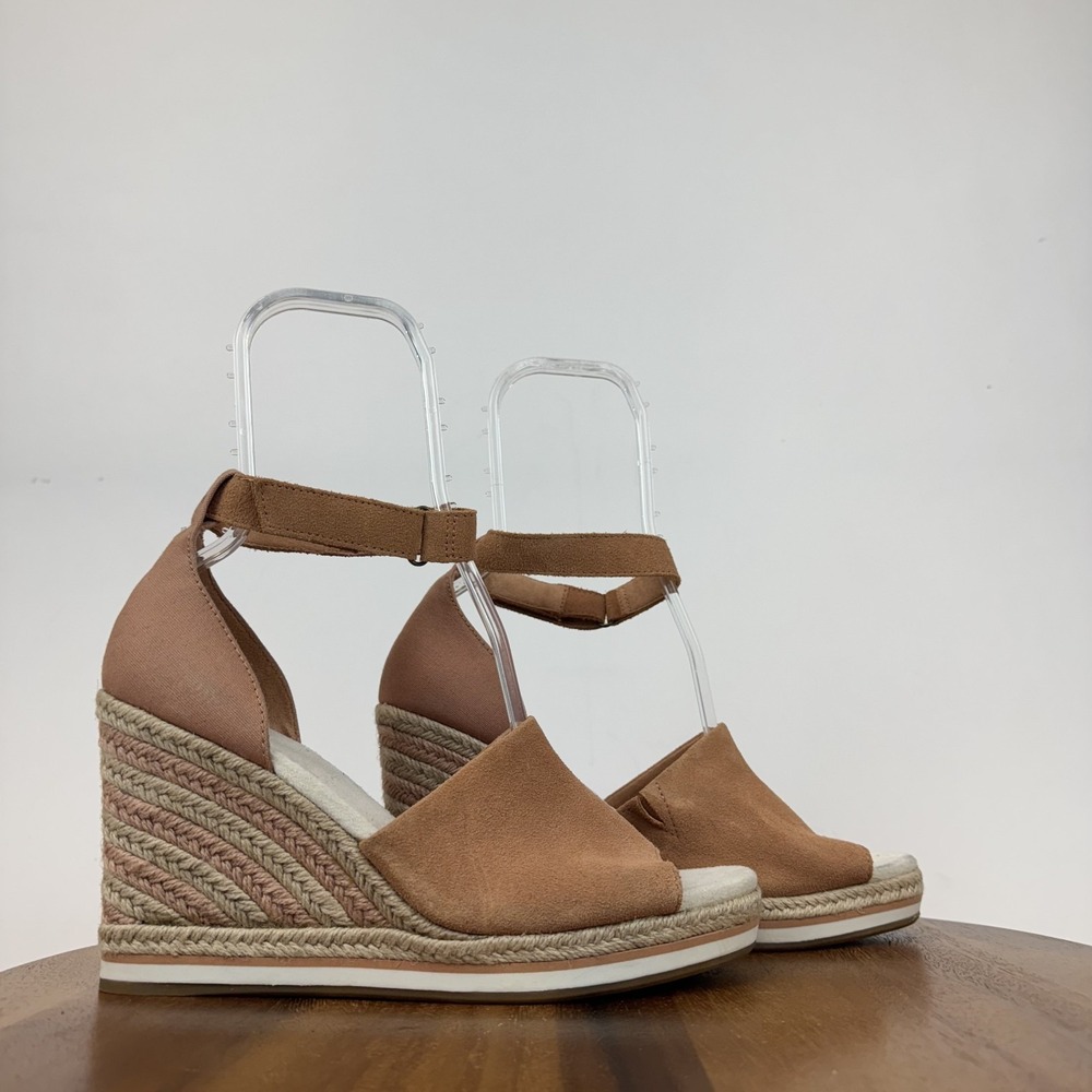 Womens Toms Marisol Peach Suede Platform Espadrille Wedge Sandals Size 10‎ M GUC